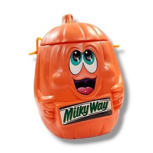 Vintage 1989 Mars Milky Way Orange Blow Mold Halloween Candy Pumpkin Bucket